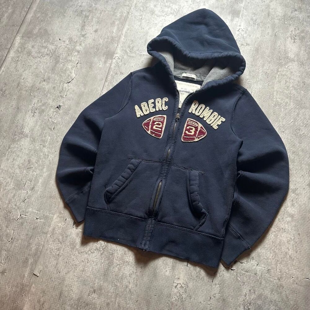 Abercrombie-fitch Men's Navy and Blue Hoodie
